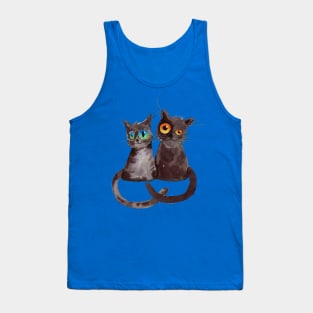 Two dark gray cats watercolor Tank Top